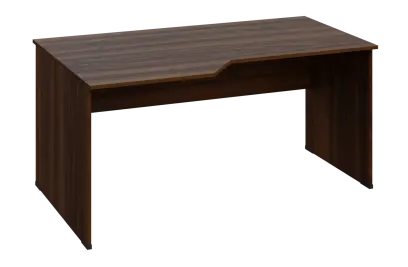 EZL 28 - 166 stůl kancelářský, rohový, levý, dřevěná podnož, deska 25 mm, široký 1600 mm, ořech královský